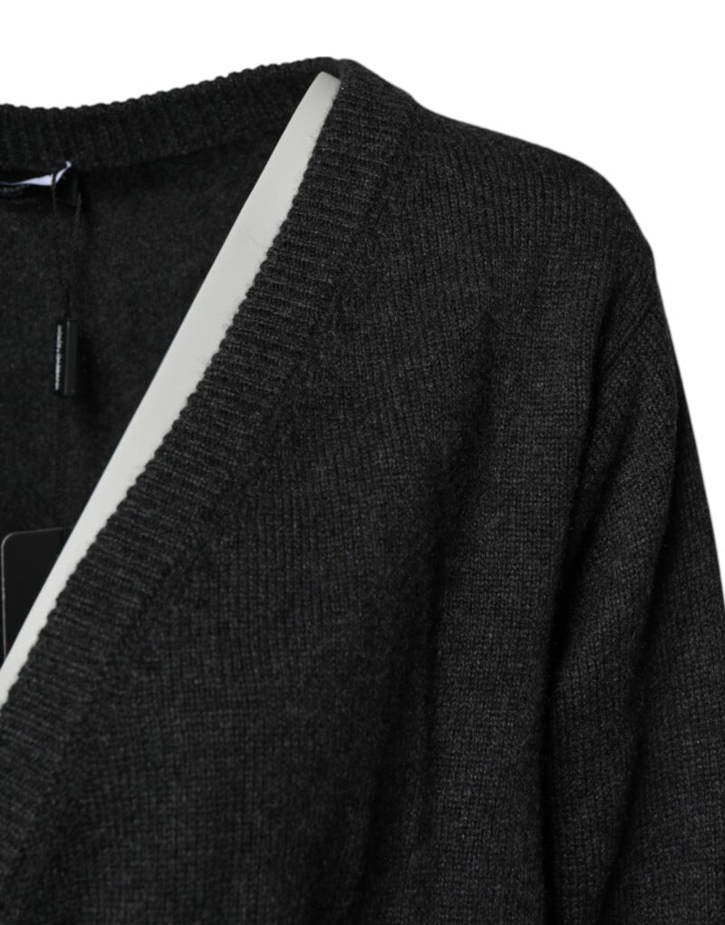 Dolce & Gabbana Grey Cashmere Deep V-neck Pullover Sweater - Image 3