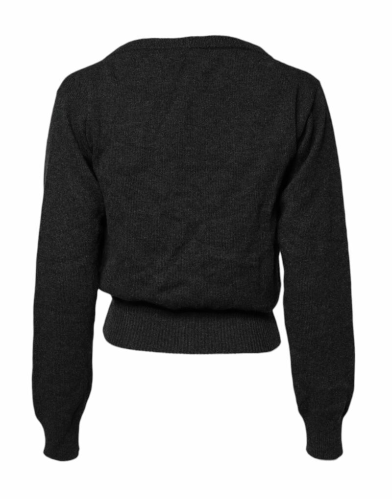 Dolce & Gabbana Grey Cashmere Deep V-neck Pullover Sweater - Image 4