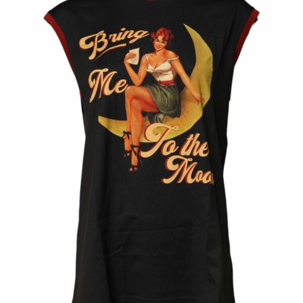Dolce & Gabbana Black Pin Up Cotton Round Neckline Tank Top
