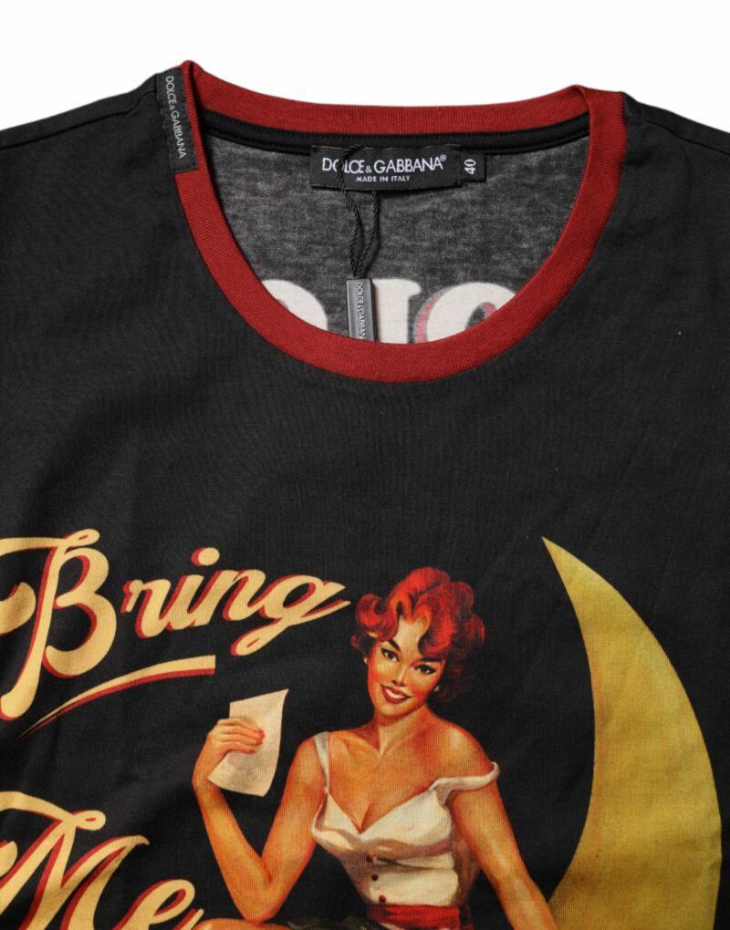 Dolce & Gabbana Black Pin Up Cotton Round Neckline Tank Top - Image 5