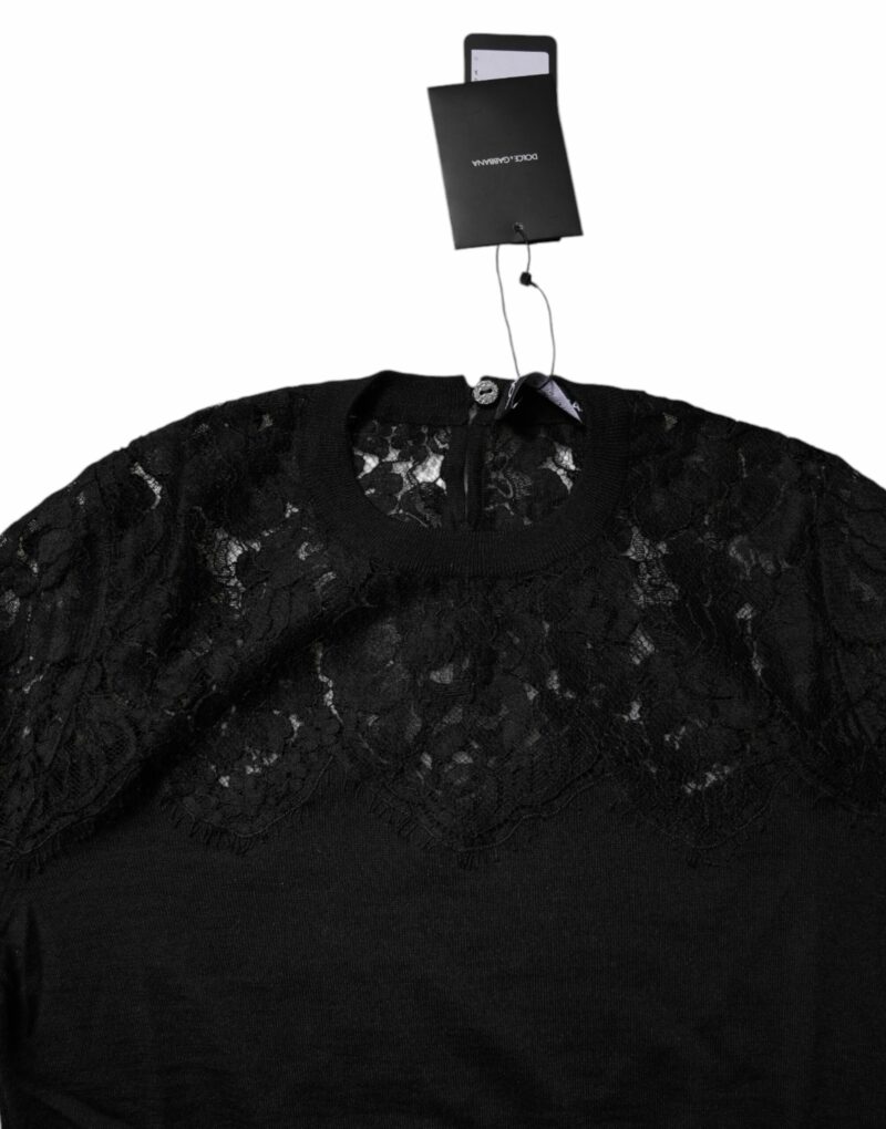 Dolce & Gabbana Black Floral Lace Long Sleeves Blouse Top - Image 5