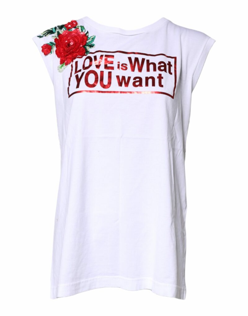 Dolce & Gabbana White Floral Graphic Print Sleeveless Tank Top - Image 2