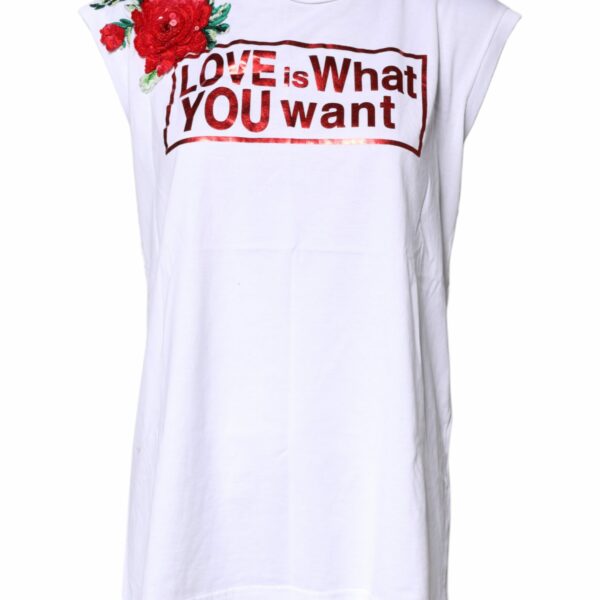 Dolce & Gabbana White Floral Graphic Print Sleeveless Tank Top
