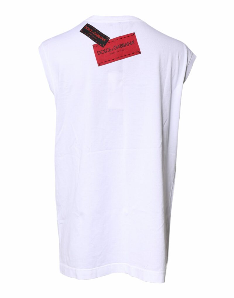 Dolce & Gabbana White Floral Graphic Print Sleeveless Tank Top - Image 4