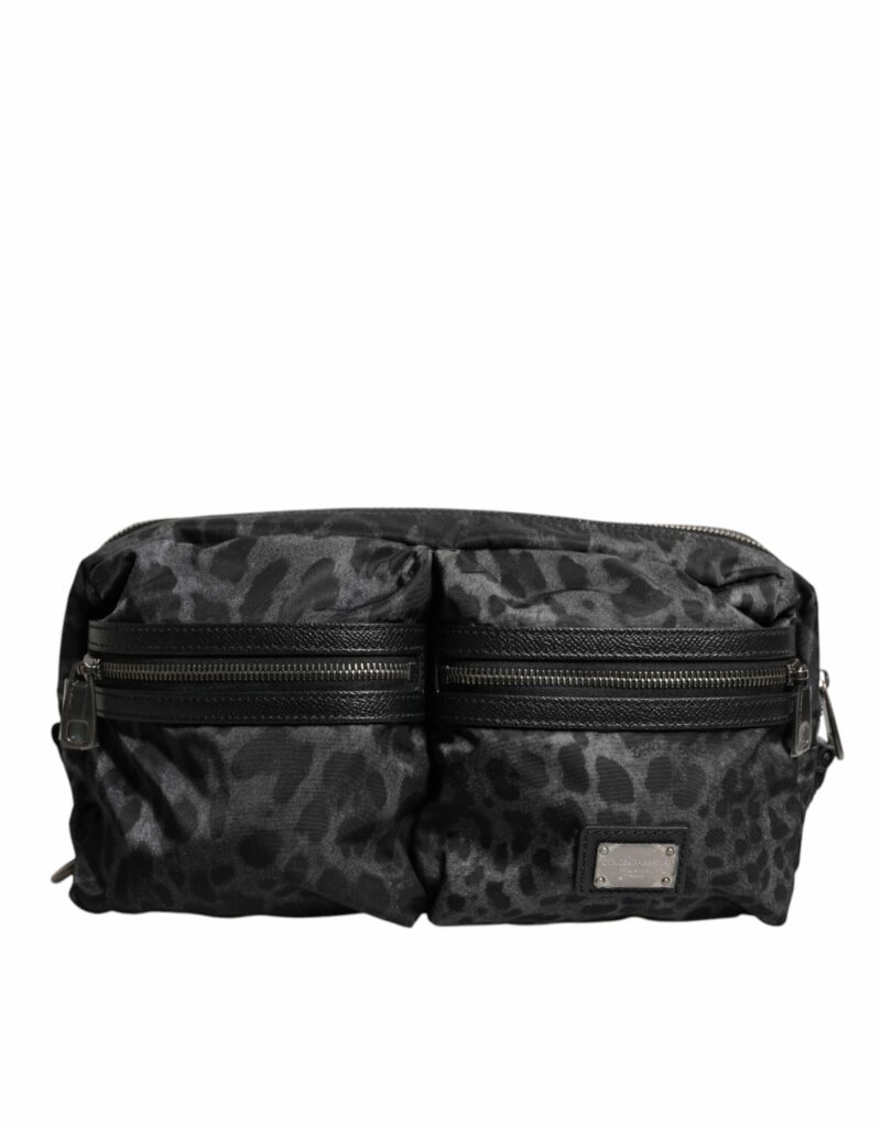 Dolce & Gabbana Black Gray Leopard DG Logo Belt Waist Fanny Pack Bag - Image 2