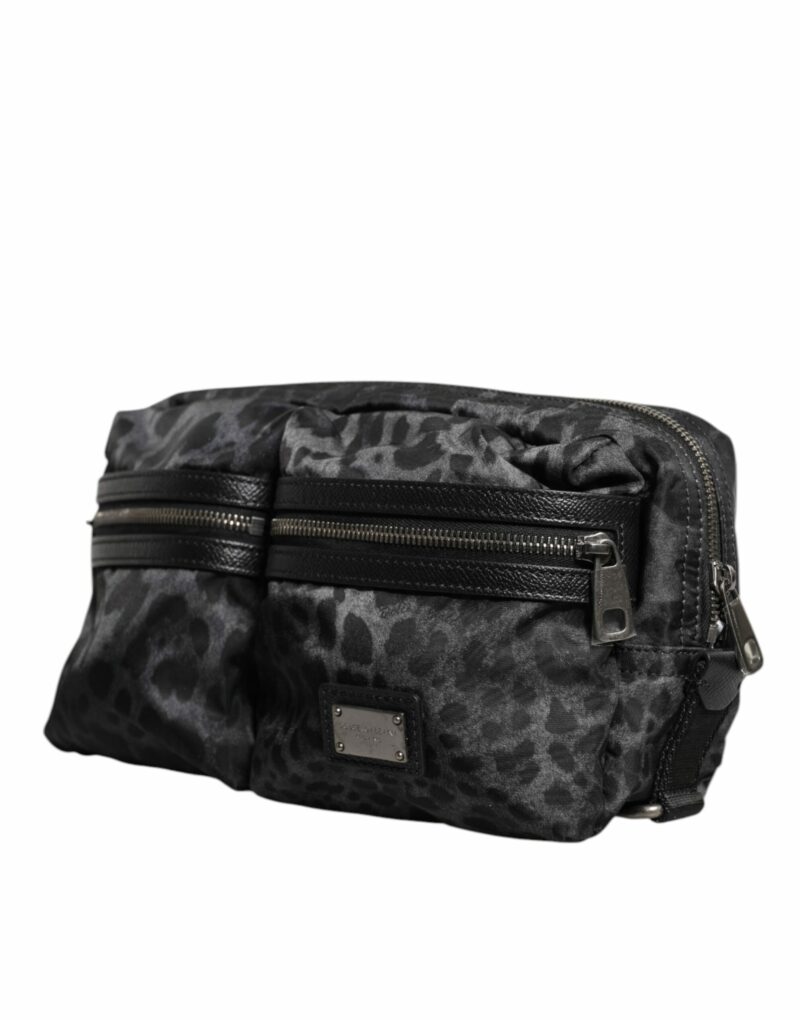 Dolce & Gabbana Black Gray Leopard DG Logo Belt Waist Fanny Pack Bag - Image 3