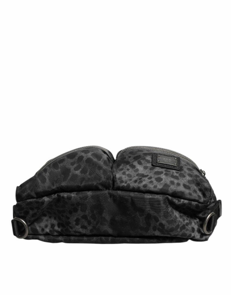 Dolce & Gabbana Black Gray Leopard DG Logo Belt Waist Fanny Pack Bag - Image 5