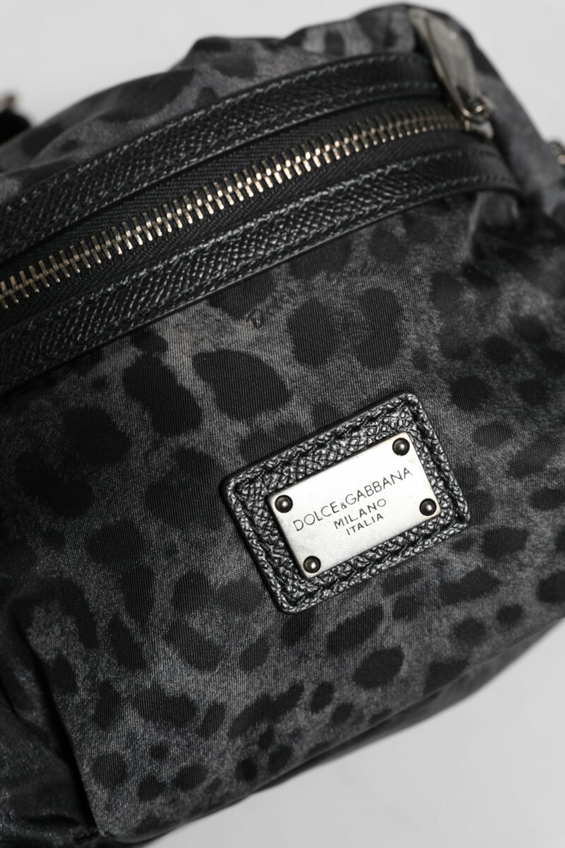 Dolce & Gabbana Black Gray Leopard DG Logo Belt Waist Fanny Pack Bag - Image 6