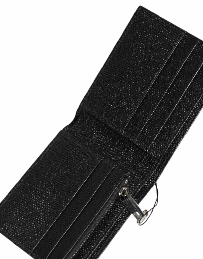 Dolce & Gabbana Black Green Leather DG Plaque Bifold Card Holder Wallet - Image 6