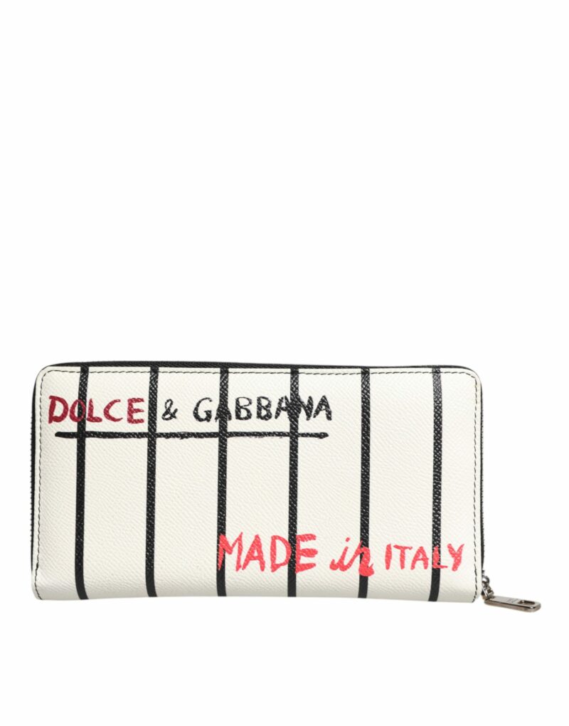 Dolce & Gabbana White Leather DG Crown Royals Continental Zip Around Wallet - Image 4