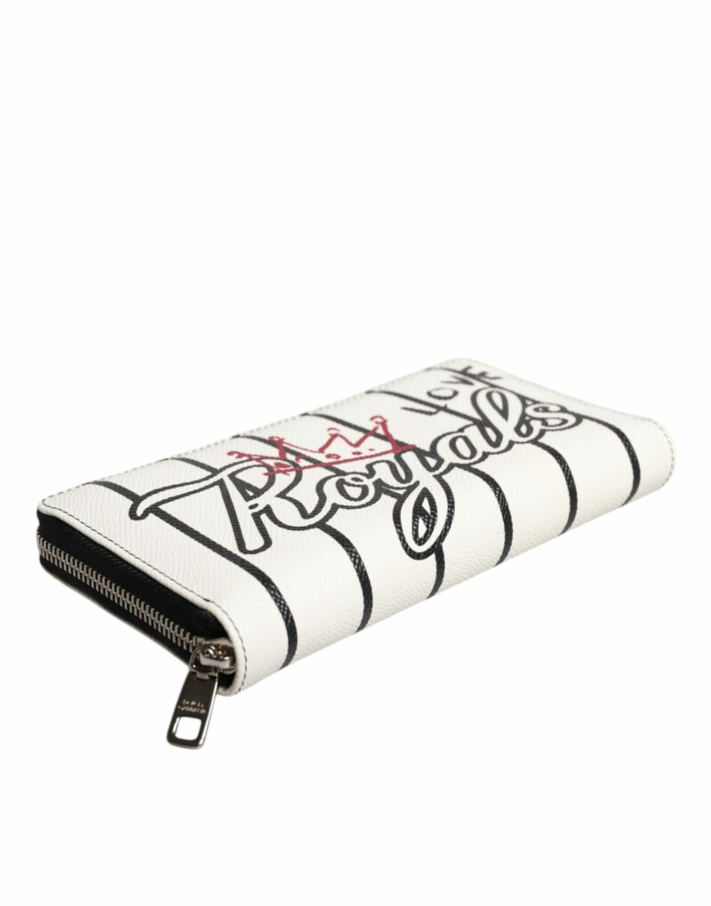 Dolce & Gabbana White Leather DG Crown Royals Continental Zip Around Wallet - Image 5