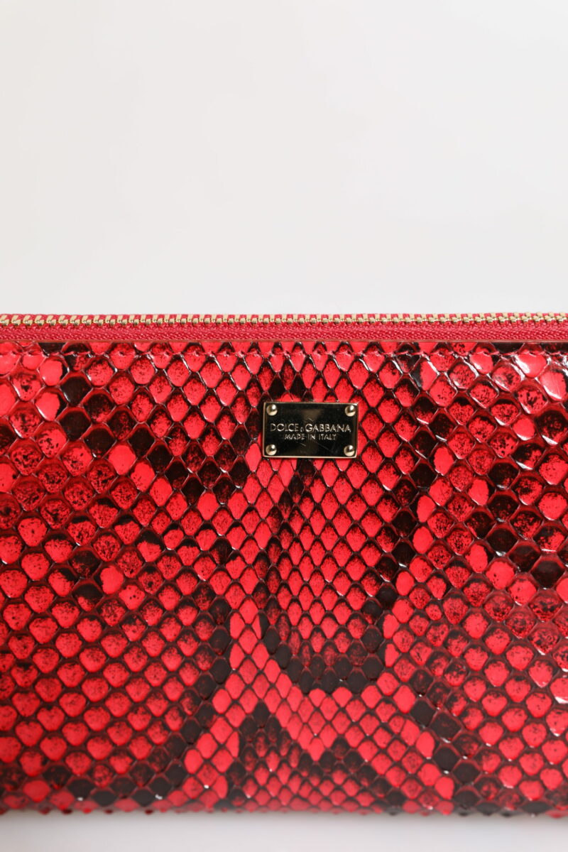 Dolce & Gabbana Red Exotic Leather Zip Around Continental Clutch Wallet - Image 3