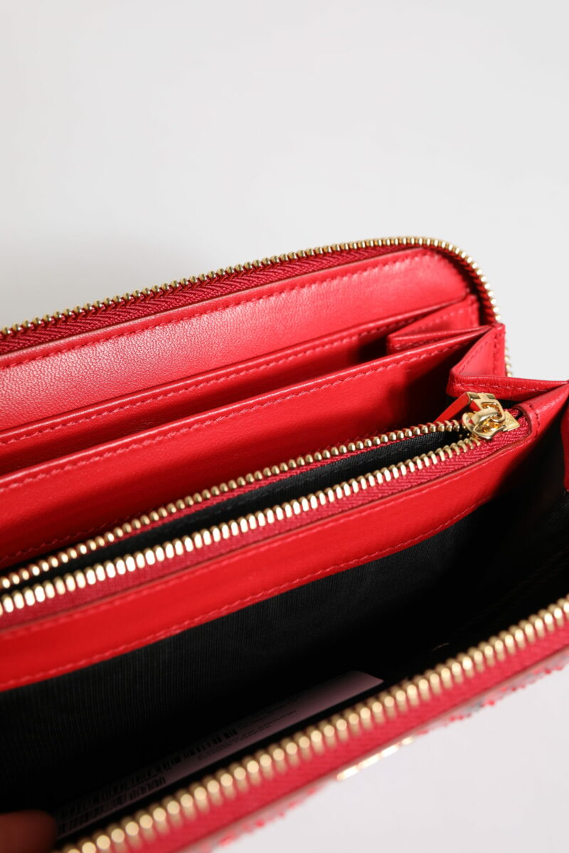 Dolce & Gabbana Red Exotic Leather Zip Around Continental Clutch Wallet - Image 7