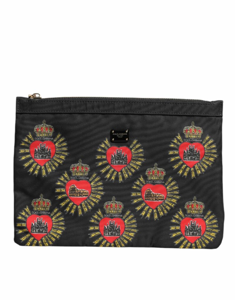 Dolce & Gabbana Black Red Nylon Sacred Heart Clutch Pouch Bag - Image 2