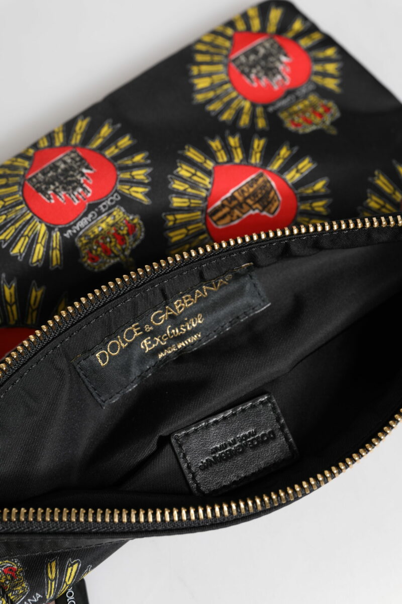 Dolce & Gabbana Black Red Nylon Sacred Heart Clutch Pouch Bag - Image 6