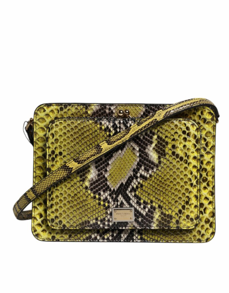 Dolce & Gabbana Green Exotic Leather DG Plaque Crossbody Clutch Bag - Image 3