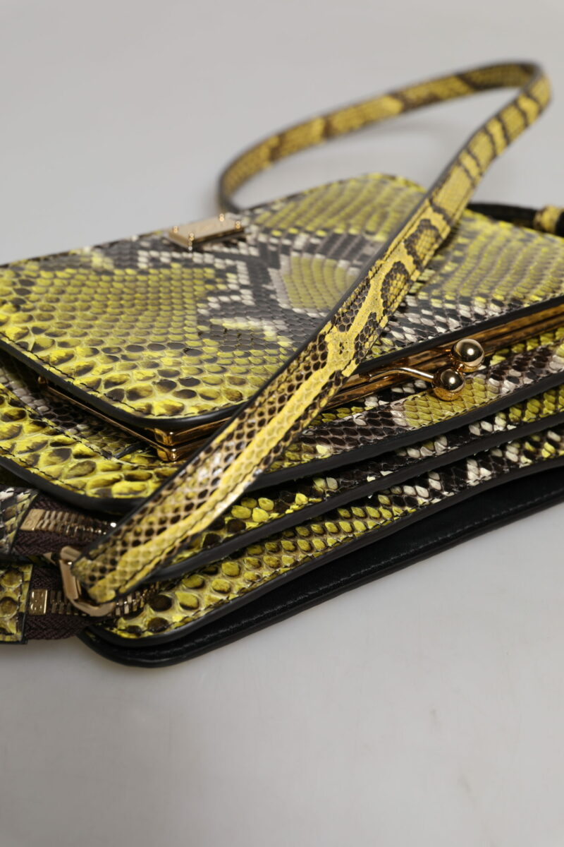 Dolce & Gabbana Green Exotic Leather DG Plaque Crossbody Clutch Bag - Image 6