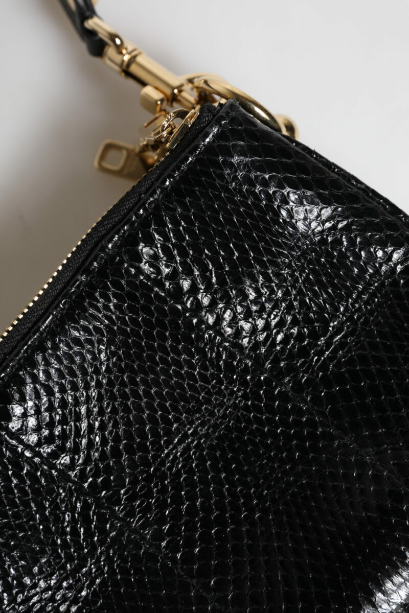 Dolce & Gabbana Black Exotic Leather Shoulder Sling Clutch Bag - Image 7