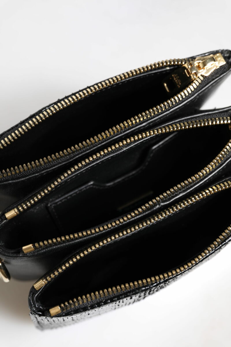 Dolce & Gabbana Black Exotic Leather Shoulder Sling Clutch Bag - Image 8