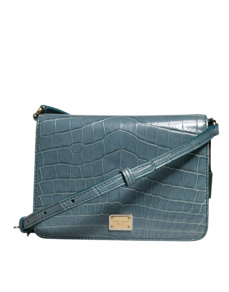 Dolce & Gabbana Green Exotic Leather DG Plaque Crossbody Mini Bag - Image 3