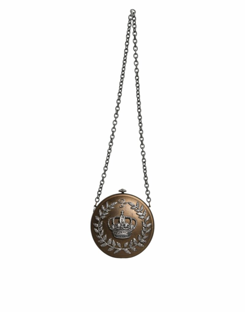 Dolce & Gabbana Gold Brass Metal DG Crown Clutch Crossbody Bag - Image 2