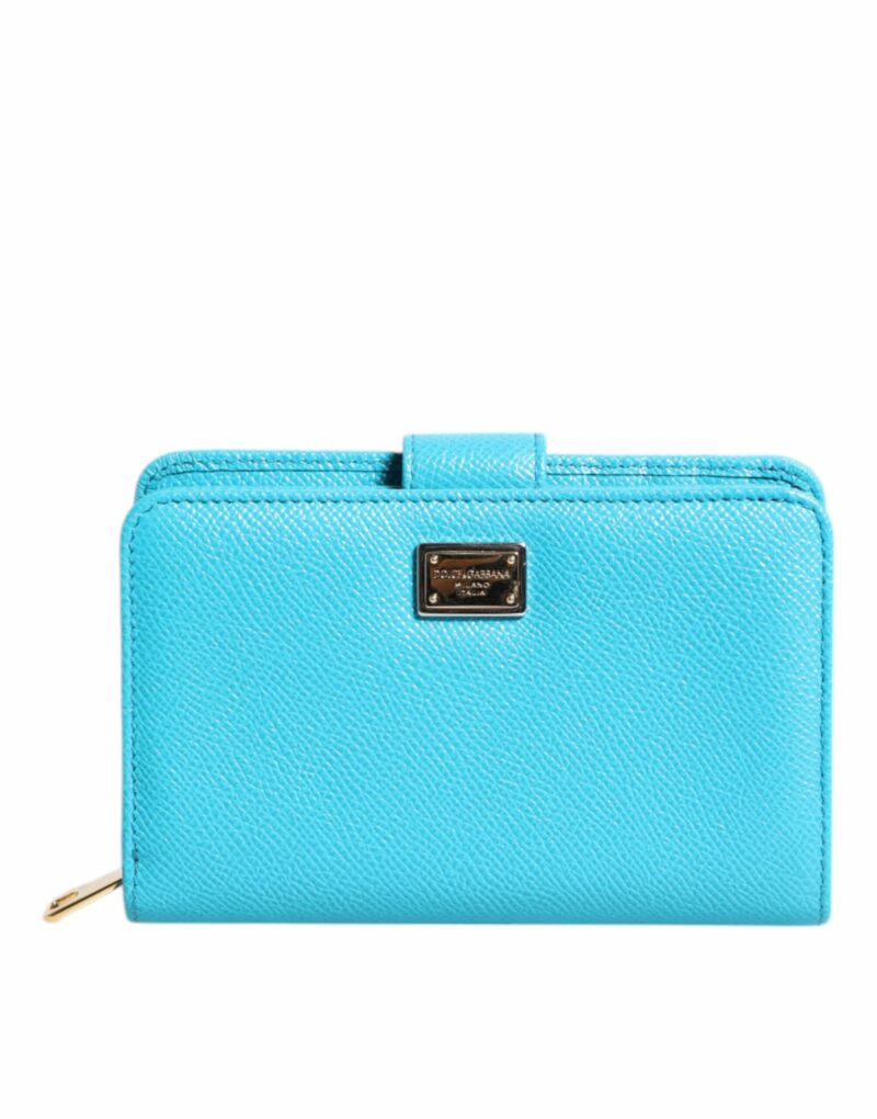 Dolce & Gabbana Light Blue Leather Bifold Continental Clutch Wallet - Image 2