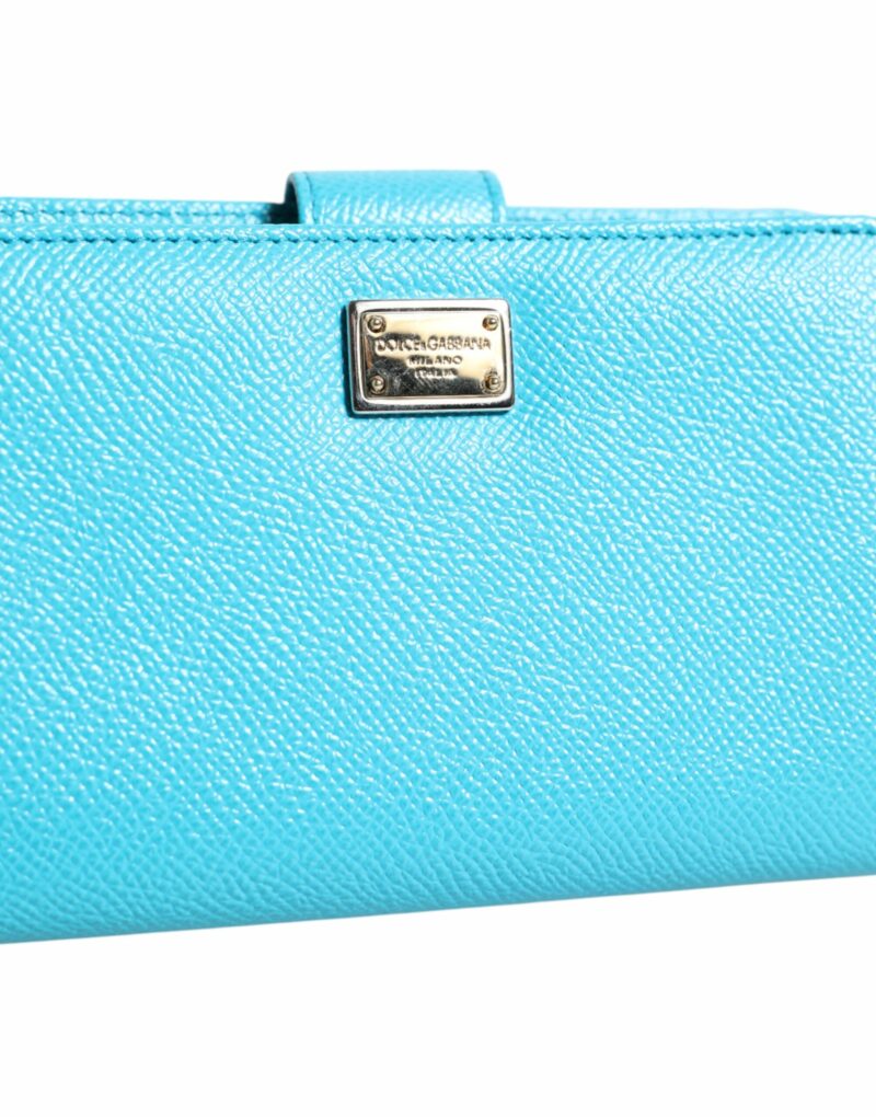 Dolce & Gabbana Light Blue Leather Bifold Continental Clutch Wallet - Image 3
