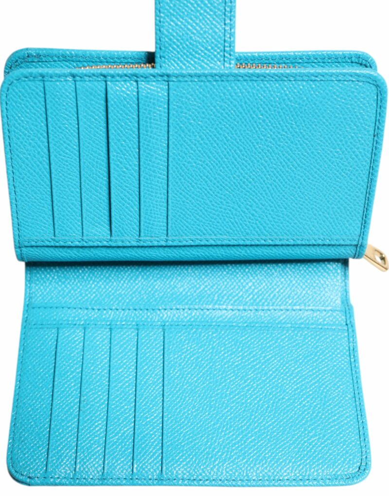 Dolce & Gabbana Light Blue Leather Bifold Continental Clutch Wallet - Image 8