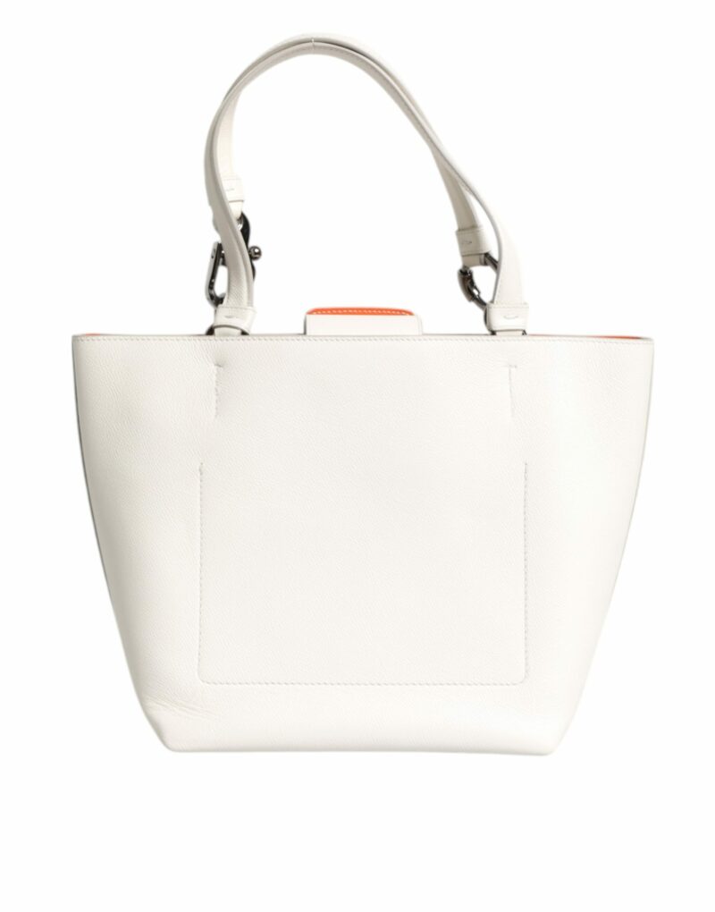 Dolce & Gabbana White Leather #DG BEATRICE Top Handle Tote Bag - Image 5