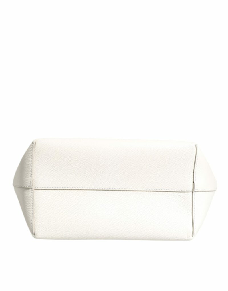 Dolce & Gabbana White Leather #DG BEATRICE Top Handle Tote Bag - Image 7
