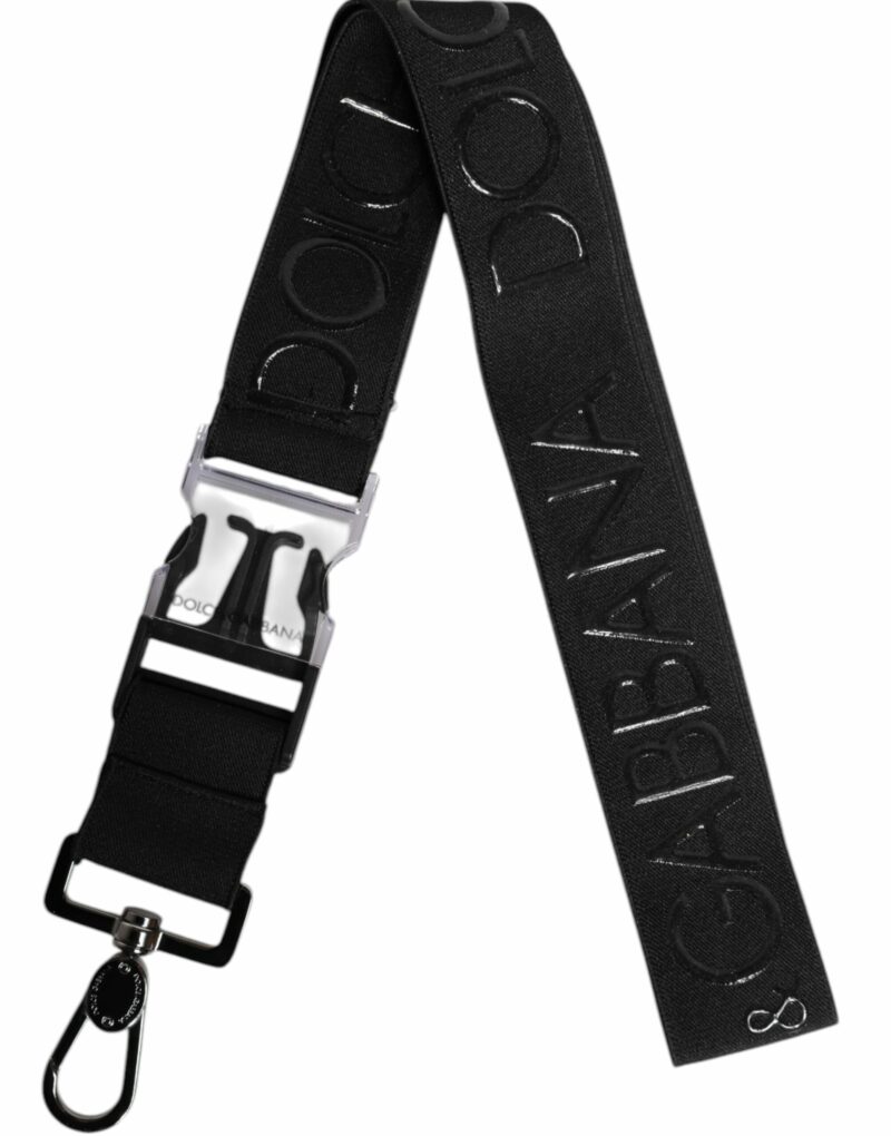 Dolce & Gabbana Black Stretch Polyester Rubberised DG Logo Keychain - Image 2