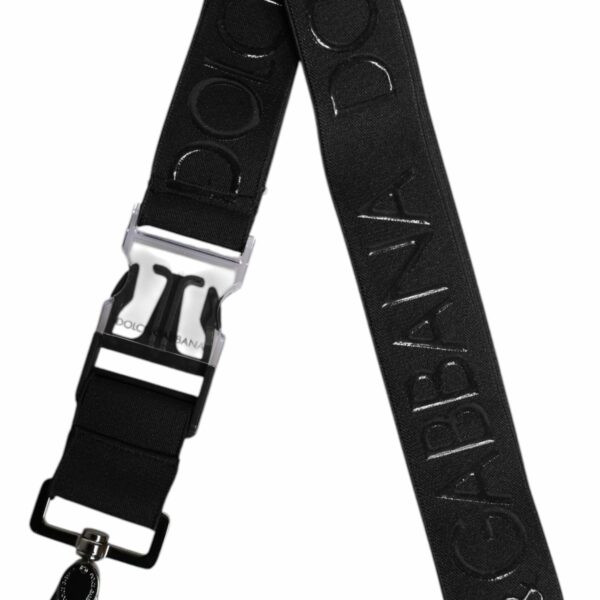 Dolce & Gabbana Black Stretch Polyester Rubberised DG Logo Keychain