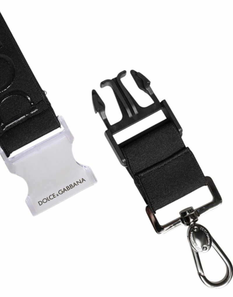 Dolce & Gabbana Black Stretch Polyester Rubberised DG Logo Keychain - Image 5