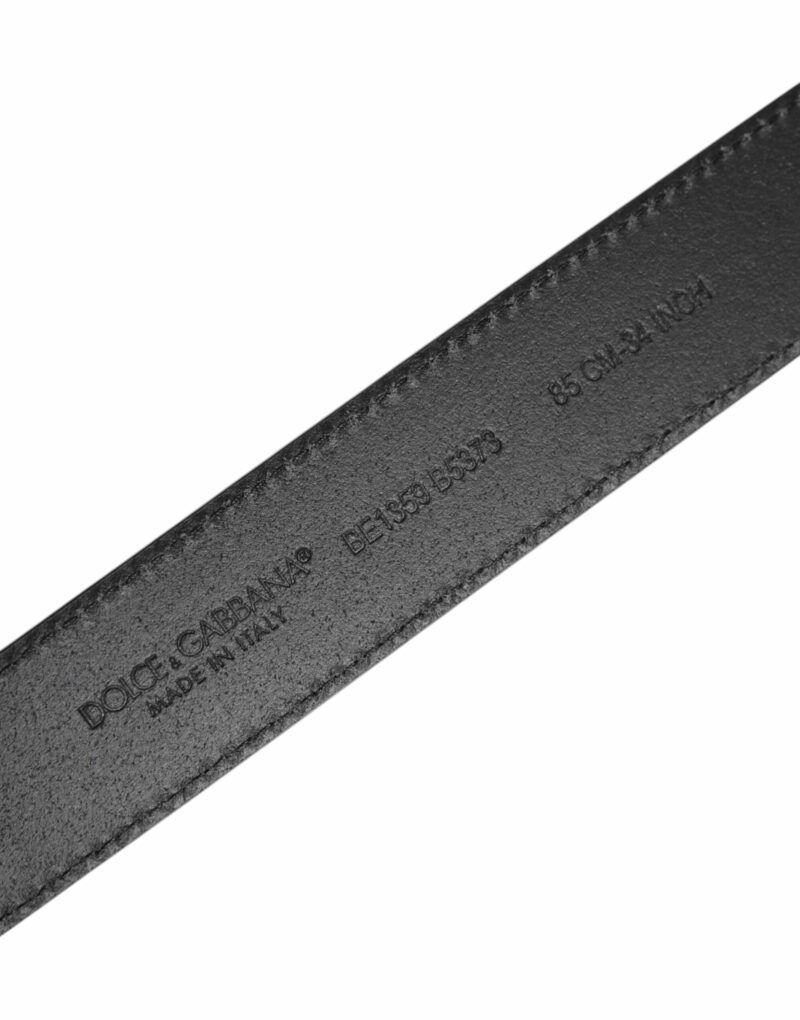 Dolce & Gabbana Black Calfskin Leather Gold Metal Buckle Belt - Image 5