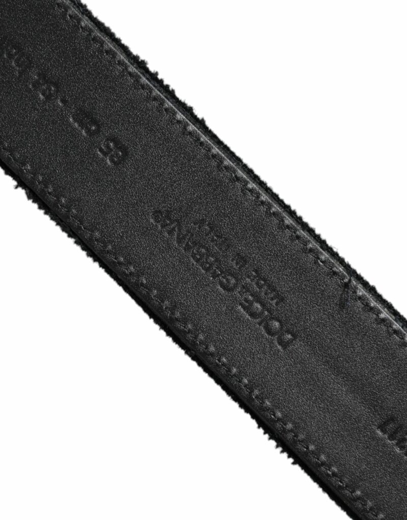 Dolce & Gabbana Black Cotton Silver Tone Metal Buckle Belt - Image 5