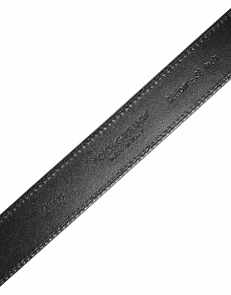 Dolce & Gabbana Black Leather Silver Metal Buckle Belt - Image 5