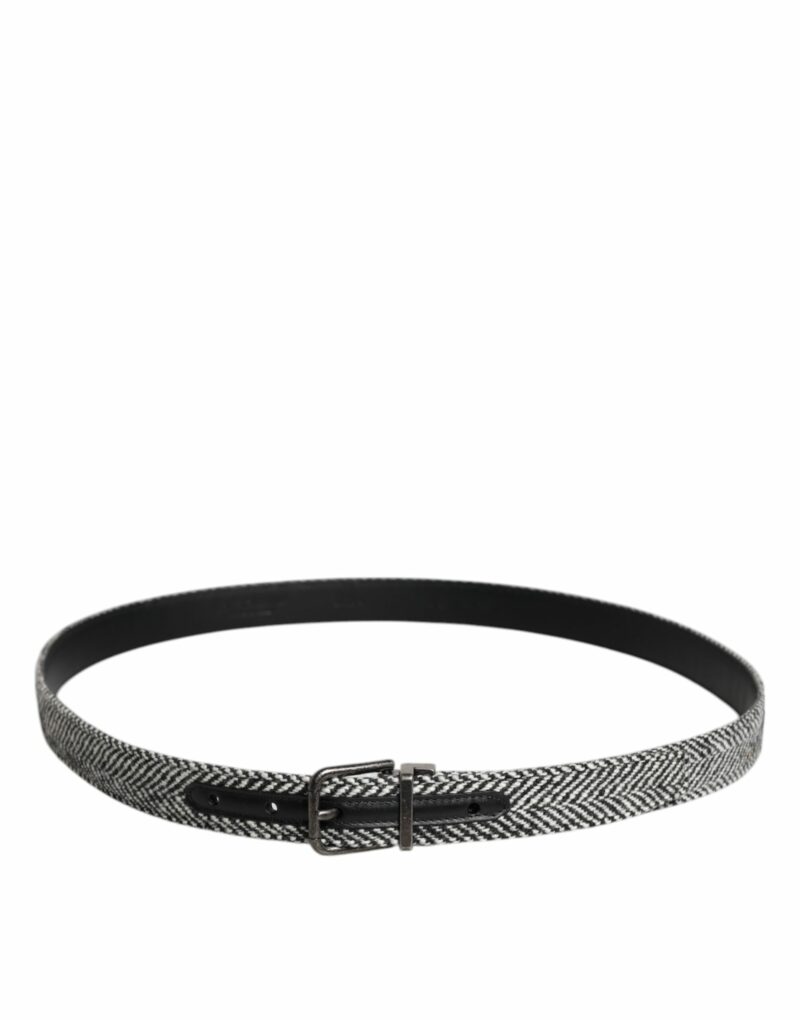 Dolce & Gabbana Black White Silver Tone Metal Buckle Belt - Image 3