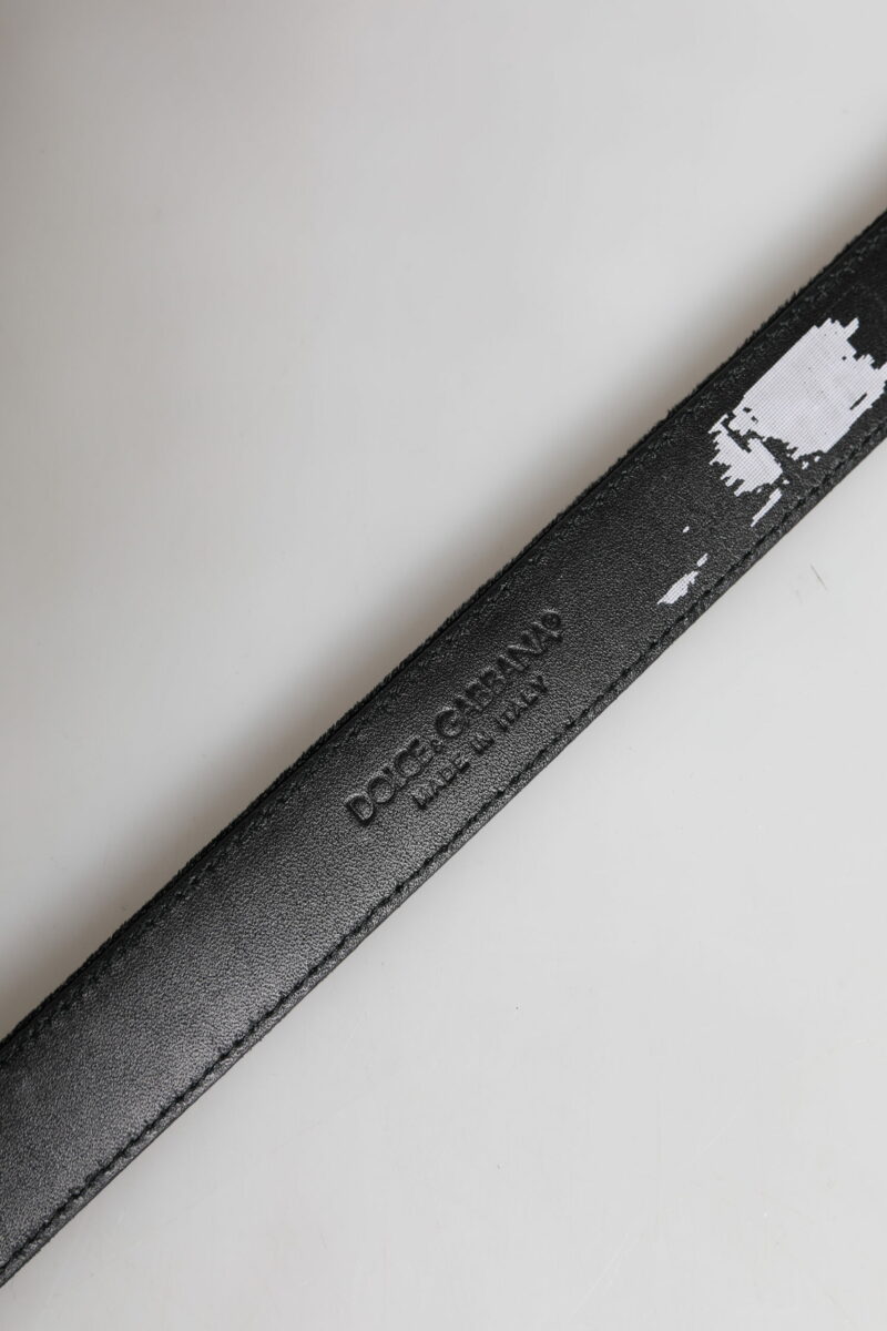 Dolce & Gabbana Black Leather Metal Buckle Classic Belt - Image 4