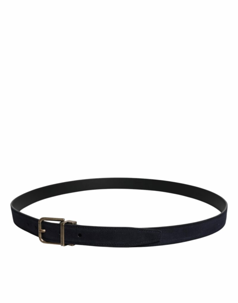 Dolce & Gabbana Black Goat Leather Metal Buckle Classic Belt - Image 3