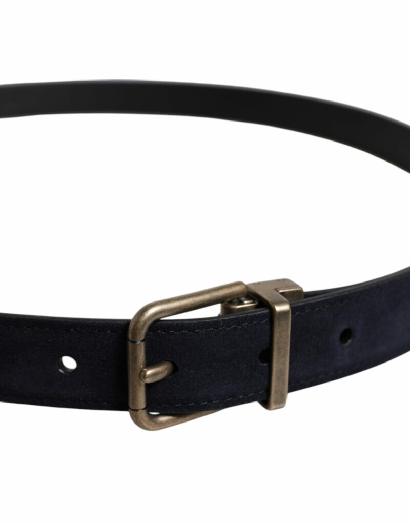 Dolce & Gabbana Black Goat Leather Metal Buckle Classic Belt - Image 4