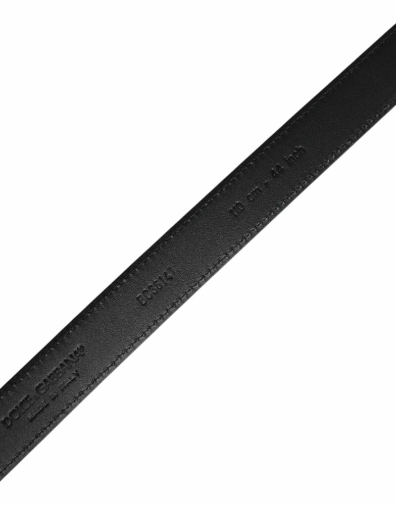 Dolce & Gabbana Black Goat Leather Metal Buckle Classic Belt - Image 5