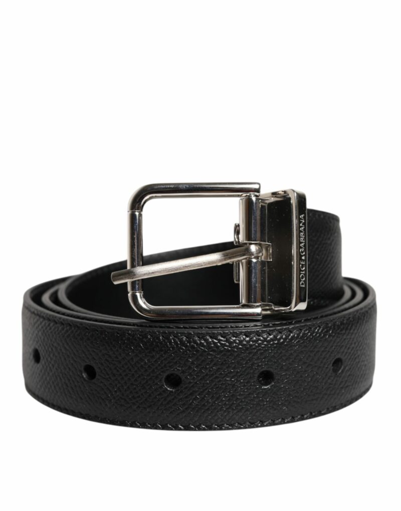 Dolce & Gabbana Black Leather Metal Buckle Classic Belt