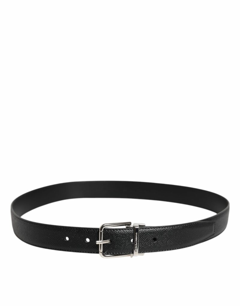 Dolce & Gabbana Black Leather Metal Buckle Classic Belt - Image 3