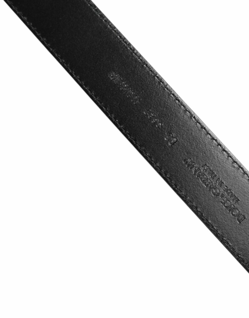 Dolce & Gabbana Black Leather Metal Buckle Classic Belt - Image 5