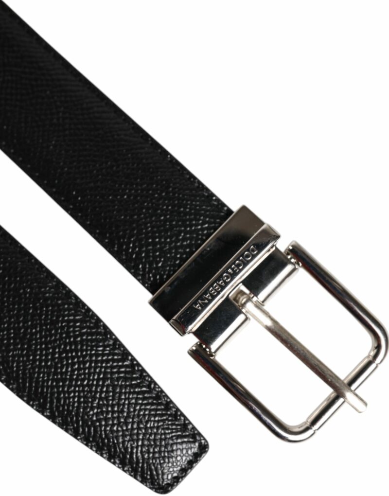 Dolce & Gabbana Black Leather Metal Buckle Classic Belt - Image 6