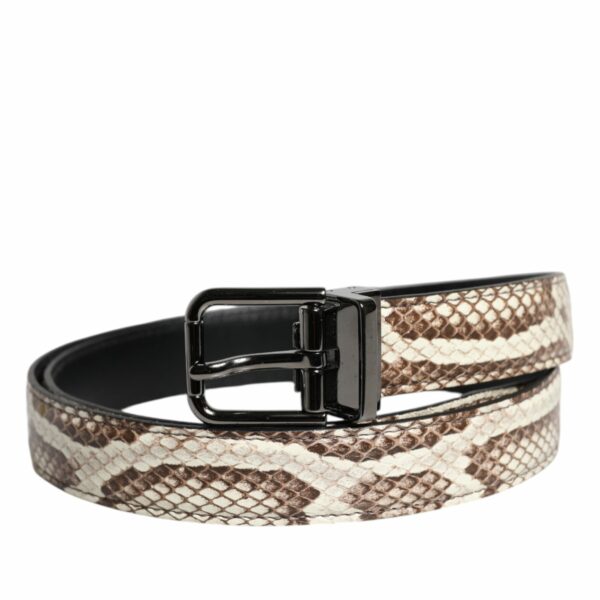 Dolce & Gabbana Brown Exotic Leather Classic Metal Buckle Belt