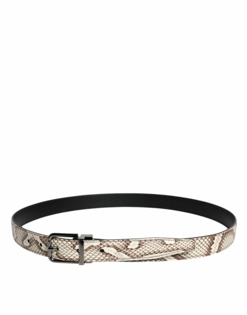 Dolce & Gabbana Brown Exotic Leather Classic Metal Buckle Belt - Image 3
