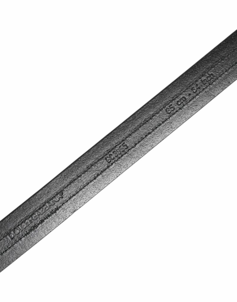 Dolce & Gabbana Black Burgundy Calfskin Metal Logo Buckle Belt - Image 5