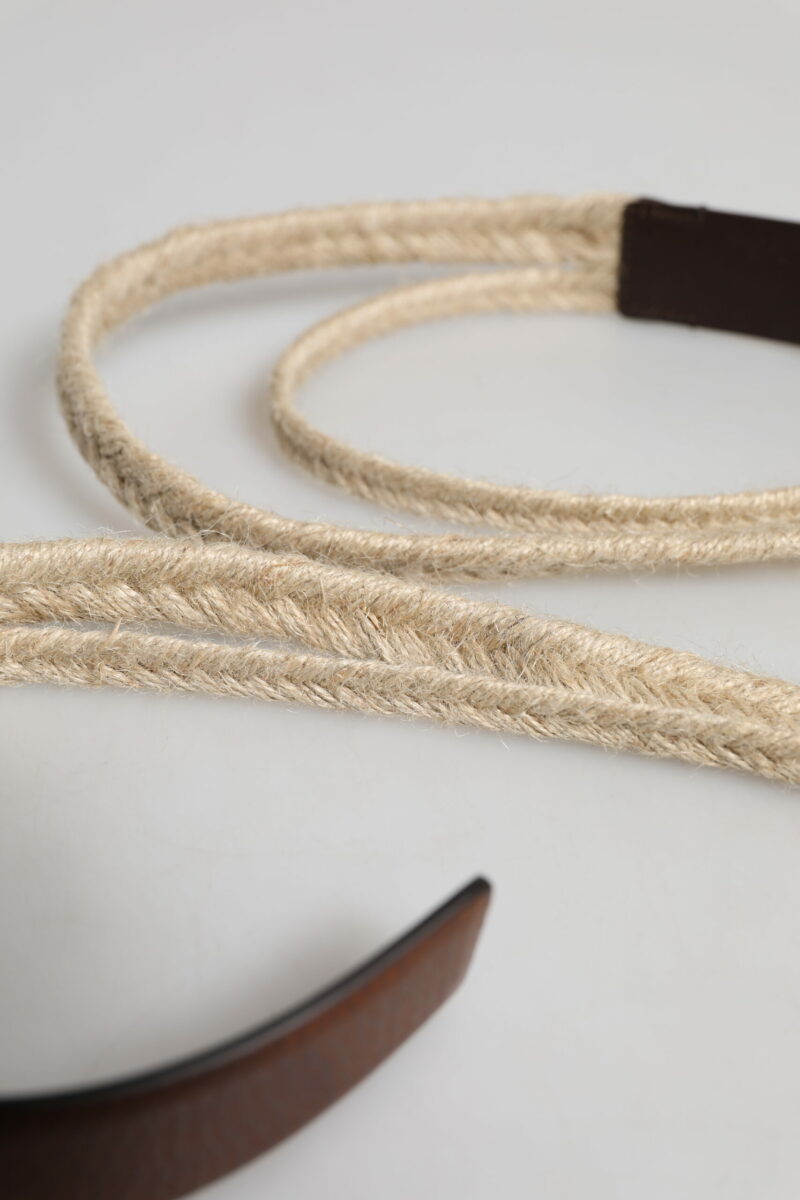 Dolce & Gabbana Brown Jute Leather Woven Metal Buckle Belt - Image 7