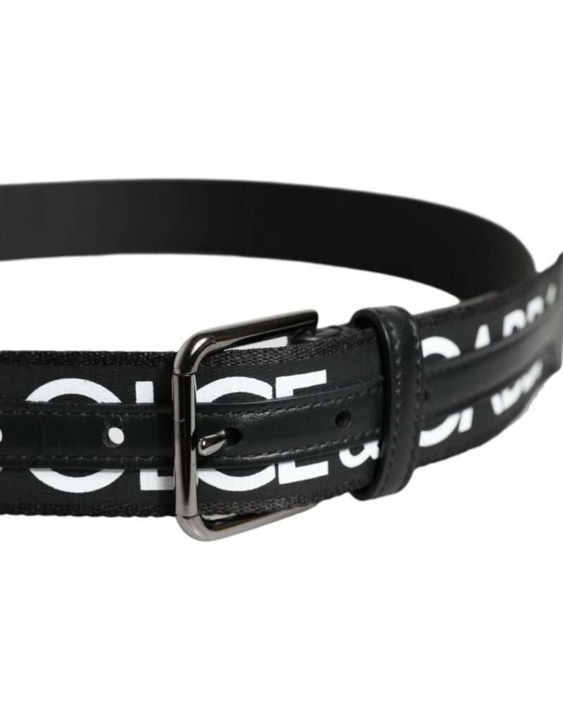 Dolce & Gabbana Black Leather Classic Metal Logo Buckle Belt - Image 4